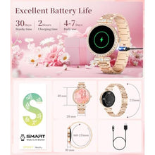 Load image into Gallery viewer, ESFOE Smart Watches for Women,1.19 AMOLED Smart Watch Women Answer Make Calls,IP68 Waterproof Fitness Tracker,Heart Rate Sleep Monitor,100+ Sports Pedometer Watch for Android iOS Phone,Gift,Rose Gold, RoseGoldDiamondMetalStrap_1636