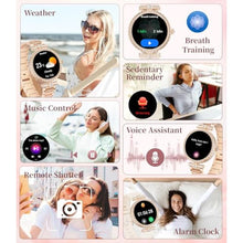 Load image into Gallery viewer, ESFOE Smart Watches for Women,1.19 AMOLED Smart Watch Women Answer Make Calls,IP68 Waterproof Fitness Tracker,Heart Rate Sleep Monitor,100+ Sports Pedometer Watch for Android iOS Phone,Gift,Rose Gold, RoseGoldDiamondMetalStrap_1637