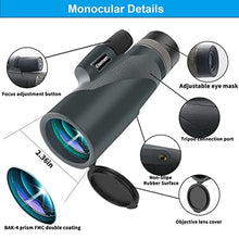 Load image into Gallery viewer, Etemen Monocular Telescope 16x60 HD High Powered Monocular for Adults High Definition Telescope with Smartphone Holder&Tripod for Hunting Travel Camping Hiking Concert Travelling Bird Watching, darkgreen_2239