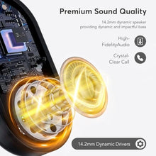 Load image into Gallery viewer, EUQQ Open Ear Bluetooth 5.4 Earbuds, Wireless Headphones Sport Over Earphones Built-in Mic with Ear Hooks, 50H Playtime Ear Buds Fast Charging, IPX7 Waterproof for Running/Workout, Black, CarbonBlack_2292