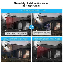 Load image into Gallery viewer, Eyessys 8MP 2.8mm Wide Angle 3840x2160 IP PoE Dome Turret 4K Security Camera with Mic/Audio,Outdoor IP67 Weatherproof,3pcs LED 98FT Color Night Image, White_380
