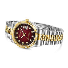 Load image into Gallery viewer, FANMIS Men's Luxury Business Waterproof Wristwatch Analog Two Tone Stainless Steel Date Quartz Watches (Red)_1391