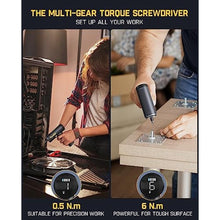 Load image into Gallery viewer, Fanttik L1 Ace 3.7V Cordless Screwdriver, Electric Screwdriver Kit with EVA Storage Bag, 6 Settings Torque Knob, HD Display, 2000mAh, LED Light, 1/4''Hex, Repair Tool for Desktop/Furniture, Grey_1166