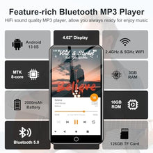 Load image into Gallery viewer, Fanvace 144GB MP3 Player with Bluetooth and WiFi, Android 13 OS MP3 & MP4 Players with 4" Touchscreen and Speaker, MP3 Music Players with Spotify, Audible, Amazon Music, Play Store, Black_888
