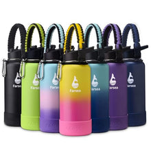 Load image into Gallery viewer, Farsea Insulated Water Bottle With Paracord Handle, Protective Boot and 2 Lids (Straw Lid & Spout Lid), Stainless Steel Water Bottle Wide Mouth, Double Wall Sweat-Proof BPA-Free, 32 oz, Nectarine_1