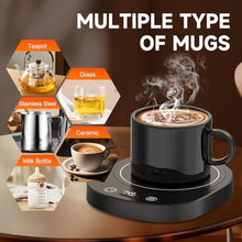 Load image into Gallery viewer, Fast Heating Mug Warmer, LED Display 3 Temperature Settings & 2-12H Timer Candle Wax Warmer, Smart Safety Auto Shut-Off Coffee Cup Warmer Heater Plate for Chocolate Coffee Tea Milk Candle, Black_735