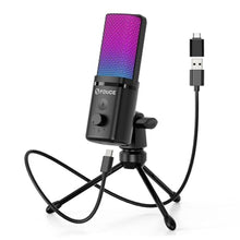 Load image into Gallery viewer, FDUCE Gaming USB Microphone for PC,RGB Condenser Computer Mic with Tripod Stand,Quick Mute,Gain Control,Cardioid Mic for Streaming, Podcast, Twitch, YouTube, PC, Computer, PS5, (M160)_1