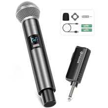 Load image into Gallery viewer, FDUCE W30 Wireless Microphone,UHF Dynamic Handheld Microphone,Rechargeable Receiver with Volume Adjustment Button,for Karaoke,Singing,Family Party(200ft), Gray_1
