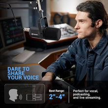 Load image into Gallery viewer, FDUCE XLR Dynamic Microphone for Vocal Recording, Podcasting, Gaming, Live Streaming&Broadcasting, All Metal Cardioid Mic, Voice-Isolating Technology, with Boom arm SL40X+, Black_4567