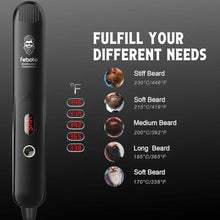 Load image into Gallery viewer, FEBOTE Beard Straightener Brush for Men, Heated Beard Straightening Comb with LCD, 5 Temperature Settings, Anti-scald, Ionic Hair Straightener Beard Kit, Mens Grooming Gifts, Beard Shaper & Travel Bag, Black_1221