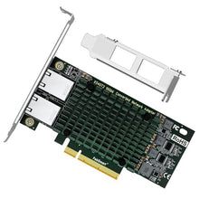 Load image into Gallery viewer, FebSmart PCIE X8 Interface to 2X 10Gbps RJ45 Ports Network Adapter, Intel X540-AT2 Ethernet Controller, 2X 10GbE RJ45 Interface PCIE NIC Card, PCI Express 10GbE Converged Network Adapter (X540T2), Green_1