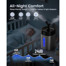 Load image into Gallery viewer, Feekaa Stainless Steel Humidifier Easy Clean, 1Gal/4L Cool Mist Humidifiers for Bedroom, Dishwasher Safe Humidifier Large Room, Humidifiers for Bedroom Baby Nursery Living Room Office, Black_1895