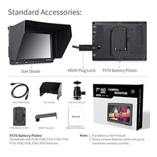 Load image into Gallery viewer, FEELWORLD FW759 7" IPS Ultra-Thin Design 1280x800 HDMI HD On-Camera Field Monitor with Peaking Focus with Sunshade_8293