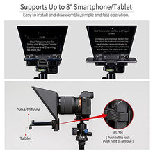 Load image into Gallery viewer, FEELWORLD TP2A 8" Portable Teleprompter for Up to 8" Smartphone Tablet Prompter Support Phone DSLR Camera Video Recording for Live Streaming Interview Speech with Lens Adapter Rings APP Remote Control_3013