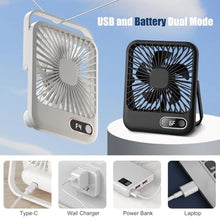 Load image into Gallery viewer, Feeniupin USB Rechargeable Fan with 4000mAh Battery Desk Fan 6.5" Portable Travel Fan Personal Fan 180Foldable 6 Speeds 6 Hours Timer & Digital DisplayIdeal Gifts for Office Home Camping, Black_4171
