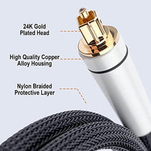 Load image into Gallery viewer, FIBBR Digital Audio Optical Cable, Digital Audio Fiber Optic Cable Toslink with Nylon Braided, Male to Male Optical Digital Cable for Sound Bar,Smart TV, Home Theater, X-Box, PS4, DVD/CD (30ft/10M), Silver_2381