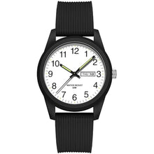 Load image into Gallery viewer, findtime Day Date Watches for Men Easy Read Dial with Luminous Analog Second Hand Arabic Numerals Waterproof Black Silicone Band Simple Design_1