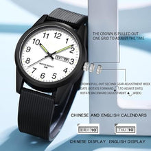Load image into Gallery viewer, findtime Day Date Watches for Men Easy Read Dial with Luminous Analog Second Hand Arabic Numerals Waterproof Black Silicone Band Simple Design_549
