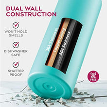 Load image into Gallery viewer, FineDine Water Bottle - Stainless Steel Insulated Water Bottle with Straw Lid, Flip Lid & Wide-Mouth Cap - Keeps Hot and Cold - 25 Oz / 739ml - Cheery Turquoise, CheeryTurquoise_2156