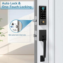 Load image into Gallery viewer, Fingerprint Door Lock with Handle Sets, BEBASIA Keyless Entry Door Lock, Bluetooth Front Handle Set, Smart Deadbolt, Electronic Keypad Digital Lock with Handle, Black_6000