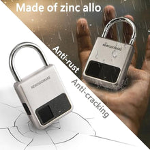 Load image into Gallery viewer, Fingerprint Padlock, Smart Padlock with USB Charging Support, Fingerprint Lock, Biometric Lock Suitable for Luggage, Bookcase, Suitcase, Backpack, Bike, School Locker, Gym Locker Lock(Gold)_2389