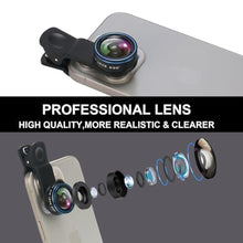 Load image into Gallery viewer, Fisheye Lens 235 Phone Camera Lens, Fish Eye Lens for iPhone 14 13 12 X XR Pixel Samsung Smartphone,Clip on Cell PhoneFunny Photos, FisheyeBlue_962
