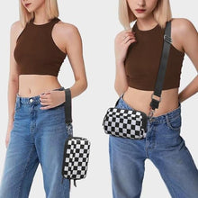 Load image into Gallery viewer, FODOKO Wristlet wallets for women Nylon Quilted Wallet with 4 Zippers,Travel Credit Card,Holder Cell Phone Organizer,coin purse (checkered Black)_1924
