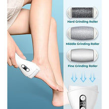 Load image into Gallery viewer, Foot Callus Remover for Feet, Rechargeable IPX7 Waterproof Pedicure Tool for Feet, 2 Speeds & Turbo Electronic Foot Scrubber, 90 Mins Long Lasting for Dead Skin & Cracked Heels, White_920