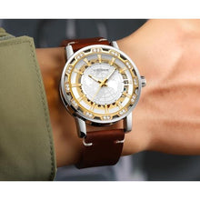 Load image into Gallery viewer, FORSINING Men Manual Wind Mechanical Skeleton World Map Carve Analog Watch with Genuine Leather Strap WRG8278M3S3_25