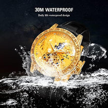 Load image into Gallery viewer, FORSINING Men's Tourbillon Watch Luxury Skeleton Carved Moon Phase Automatic Self-Winding Watches with Genuine Leather Strap (Gold)_813