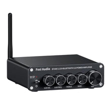 Load image into Gallery viewer, Fosi Audio BT30D Bluetooth 5.0 Stereo Audio Receiver Amplifier 2.1 Channel Mini Hi-Fi Class D Integrated Amp 50 Watt x2+100 Watt for Home Outdoor Passive Speakers/Subwoofer Powered Subwoofer, Black_1