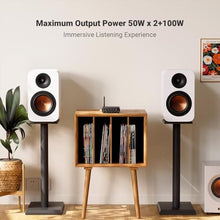 Load image into Gallery viewer, Fosi Audio BT30D Bluetooth 5.0 Stereo Audio Receiver Amplifier 2.1 Channel Mini Hi-Fi Class D Integrated Amp 50 Watt x2+100 Watt for Home Outdoor Passive Speakers/Subwoofer Powered Subwoofer, Black_7304