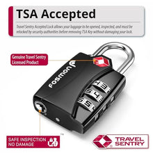 Load image into Gallery viewer, Fosmon TSA Approved Luggage Locks, 3 Digit Combination Padlock, 4 Pack, DigitBlackPack_8066