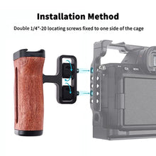 Load image into Gallery viewer, Foto4easy Universal Camera Wooden Side Handle,Adjustable Up and Down Side Handle Grip with 1/4"-20 Screw Hole and Cold Shoe Mount for DSLR Camera Cage and Camnera Accessories_6887