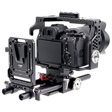 Load image into Gallery viewer, Foto4easy Universal V Mount Battery Plate, Aluminum V-Lock Battery Mount Plate with 15mm Rod Clamp, Built-in M3&M4 and 1/4" Thread Hole Quick Release Plate, Black_6769