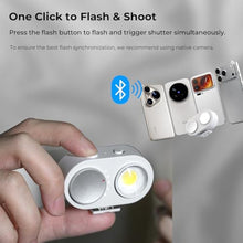Load image into Gallery viewer, FotorGear Magnetic Phone Camera Flash Compatible for iOS, 15W COB Smart Sync External Flash, 5700K Flashes Speedlite, Control with Button & Bluetooth, for Night Photography/Selfies, LightGrayWhite_259
