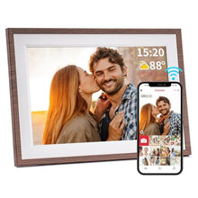 Load image into Gallery viewer, Frameo 10.1 Inch WiFi Digital Picture FrameElectronic Frame,1280 * 800IPS HD Cloud Smart Digital Photo Frame,32GB Storage, Wall Mountable, Auto-Rotate,Easy to Share Photos or Videos via FRAMEO APP, Woodgraincolor_1