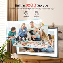 Load image into Gallery viewer, Frameo 15.6 Inch Large Digital Photo Frame, Digital Picture Frame WiFi with 32GB, 1920 * 1080 IPS HD Touch Screen, Electronic Picture Frame IPS Touch Screen Auto-Rotate, Gifts for Mom, House Warming, inchGBHDBlackWhite_3970