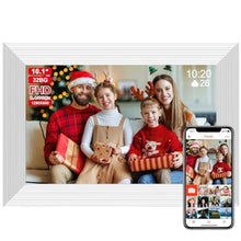 Load image into Gallery viewer, Frameo White 10.1 Inch Smart WiFi Digital Photo Frame,Digital Picture Frame Wi-Fi with 32GB Storage & SD Slot, Electronic Picture Frame IPS Touch Screen with Auto-Rotate, Gifts for Mom, House Warming, wifiGBWhite_1