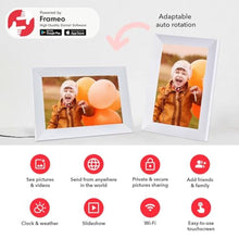 Load image into Gallery viewer, Frameo White 10.1 Inch Smart WiFi Digital Photo Frame,Digital Picture Frame Wi-Fi with 32GB Storage & SD Slot, Electronic Picture Frame IPS Touch Screen with Auto-Rotate, Gifts for Mom, House Warming, wifiGBWhite_1155