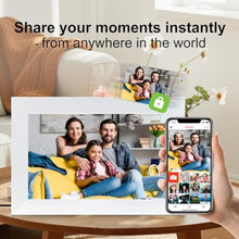Load image into Gallery viewer, Frameo White 10.1 Inch Smart WiFi Digital Photo Frame,Digital Picture Frame Wi-Fi with 32GB Storage & SD Slot, Electronic Picture Frame IPS Touch Screen with Auto-Rotate, Gifts for Mom, House Warming, wifiGBWhite_1156