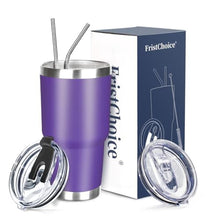 Load image into Gallery viewer, FristChoice 30 oz Tumbler with Lids and Straws Double Wall Vacuum Insulated Tumbler Cup,Stainless Steel Leak-proof Thermal Tumbler Powder Coated Travel Coffee Mug for Cold and Hot Drinks,Purple_1
