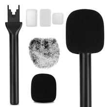 Load image into Gallery viewer, Fukaisu Mic Handle for DJI Mic Mini/2/3 RODE Wireless GO 2/3 Hollyland Lark M1/C1 BOYA Mini, Wireless Lav Microphone Holder Handheld Adapter with Windshields for Interview Vlogging Report, asshowninthepicture_1
