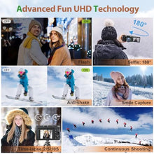 Load image into Gallery viewer, Fulealfly 4K Digital Camera for Photography and Video, 48MP Vlogging with SD Card Autofocus Anti-Shake, 3'' 180 Flip Screen Flash 16X Zoom, Compact Travel (2 Batteries), Black_83