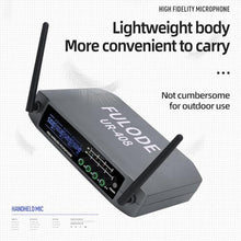 Load image into Gallery viewer, FULODE UR-408 4 Channel Professional Wireless Microphone System with 4 Lavalier 4 Headset Mics, Ideal for Home Party Singing Karaoke Meeting Church Event TV Speaker, GrayBodypack_1185