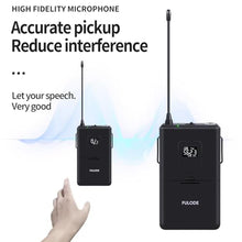 Load image into Gallery viewer, FULODE UR-408 4 Channel Professional Wireless Microphone System with 4 Lavalier 4 Headset Mics, Ideal for Home Party Singing Karaoke Meeting Church Event TV Speaker, GrayBodypack_1187