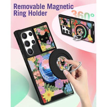 Load image into Gallery viewer, Funermei 2in1 for Samsung Galaxy S24 Ultra Case Women Cute Girls Phone Cover Girly Aesthetic Flower Cat Unique Design Camera Cover Compatible with MagSafe Ring Holder Stand Funda for S24 Ultra_700