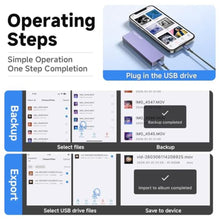 Load image into Gallery viewer, FUNNYPANDA Portable Flash Drive 128GB Comes with a Dedicated App High-Capacity Storage for Phones, PCs, and Laptops Store Photos, Videos, and Contacts One-Click Smart Quick Backup Plug and Play, Blue_218