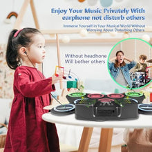 Load image into Gallery viewer, FVEREY Electronic Drum Set for Kids - 9 Drum Pads, 2 Pedals & 2 Sticks, Drum Kit with Headphone Jack, Rechargeable Drums Pad for Kid Age 8-12, Gifts for Boys & Girls Ages 7 8 9 10 11 12 13+ Year Old_2247