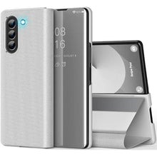 Load image into Gallery viewer, Galaxy Z Fold 6 Cover Cases Compatible with Samsung Z Fold 6 Flip Cell Phone Case Clear View Mirror Flip Cover PU Leather with Kickstand Protective Cover for Samsung Galaxy Z Fold 6 (Silver)_1